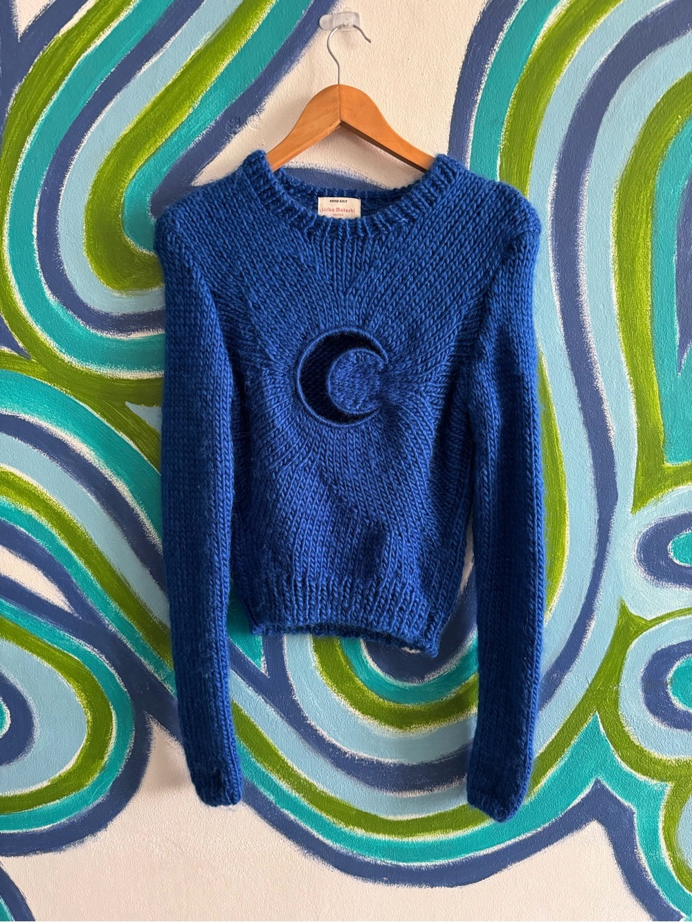 Lirika Matoshi Royal Blue Crescent Moon Knit Sweater